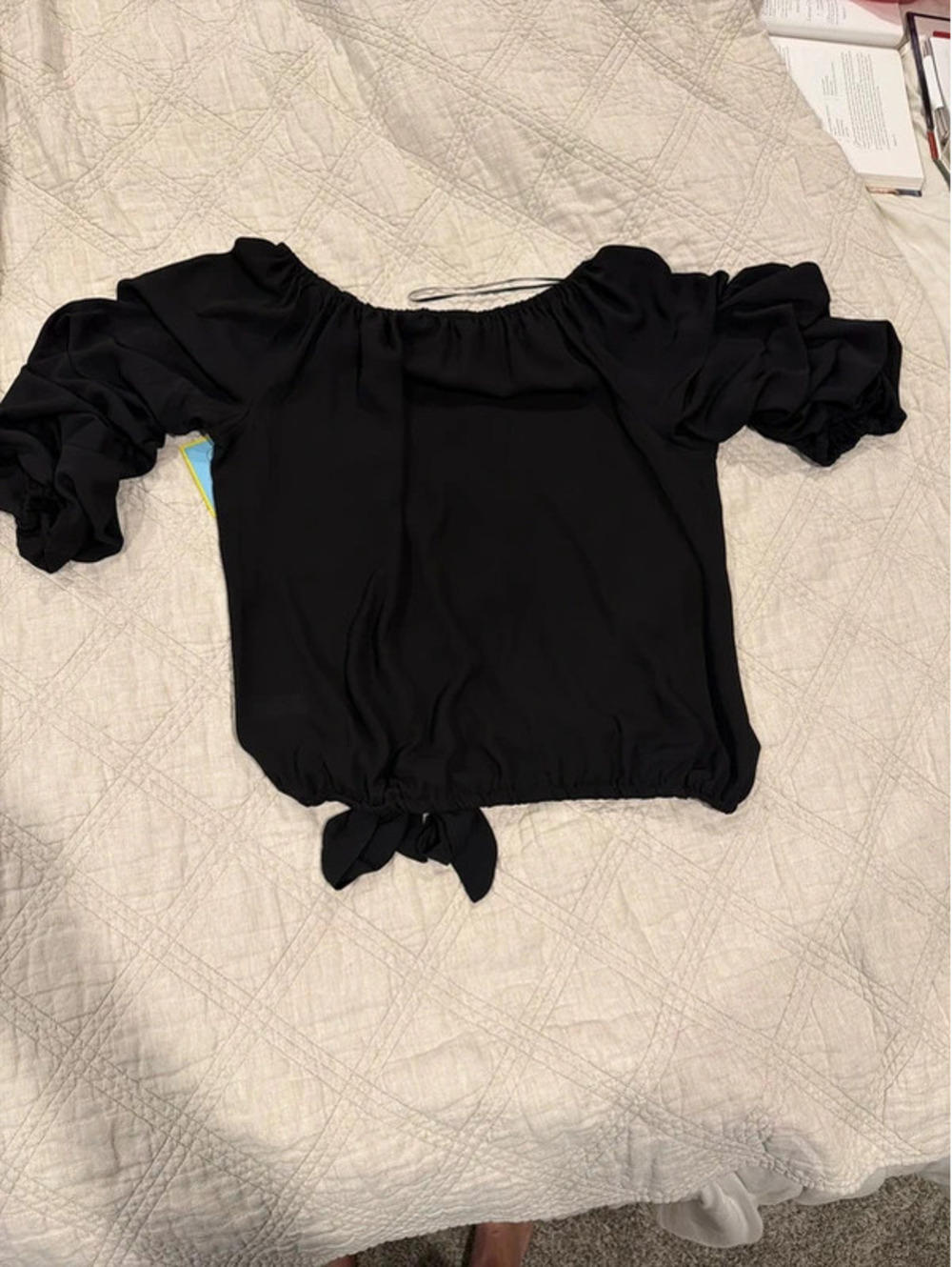 CeCe Black Ruffle Blouse/Top - Picture 6 of 7